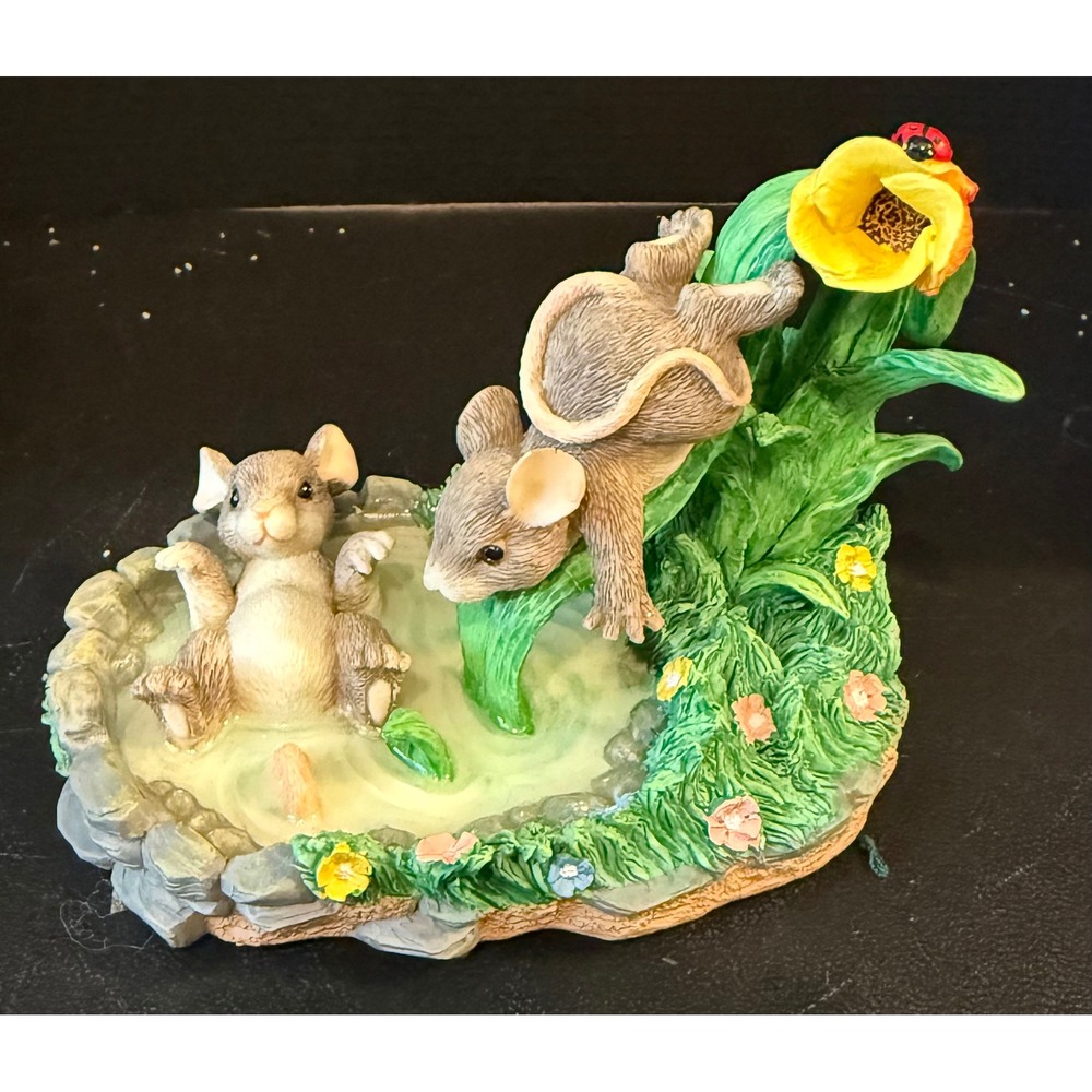 Charming Tails Fitz Floyd The Waterslide Figurine Mice Mouse Garden 87/384